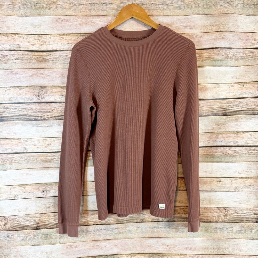 Vuori Men's Brown Long Sleeve Waffle Thermal Shirt Size Small